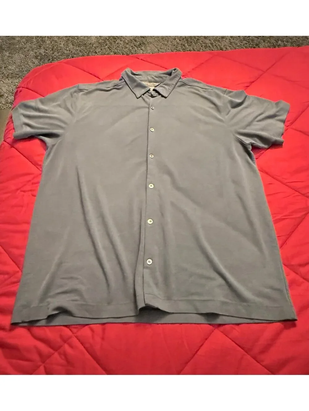Banana Republic Stretch Men’s XL Performance Button Front Polo Shirt Navy Blue